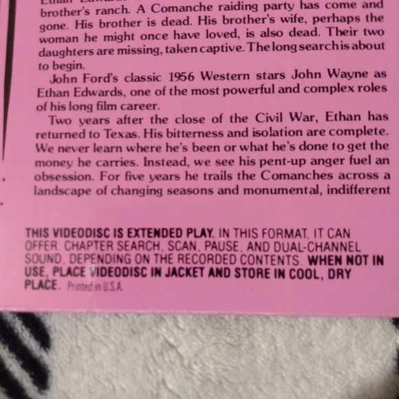 John Wayne movie, "The Searches",  on Vintage Laser Disc. HTF.   Disc inint cond - Picture 8 of 9